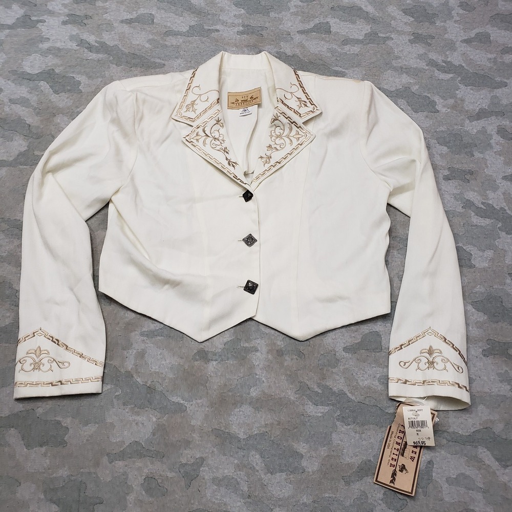 Vintage New Frontier Western Blazer Womens Medium White Long Sleeve NWT